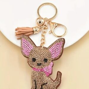 Cute Chihuahua Keychain with Pink Scarf